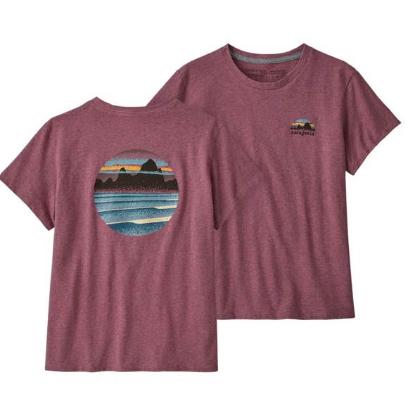 BNWOT Patagonia W'S SKYLINE STENCIL RESPONSIBILI-TEE in Evening Mauve - Picture 1 of 4